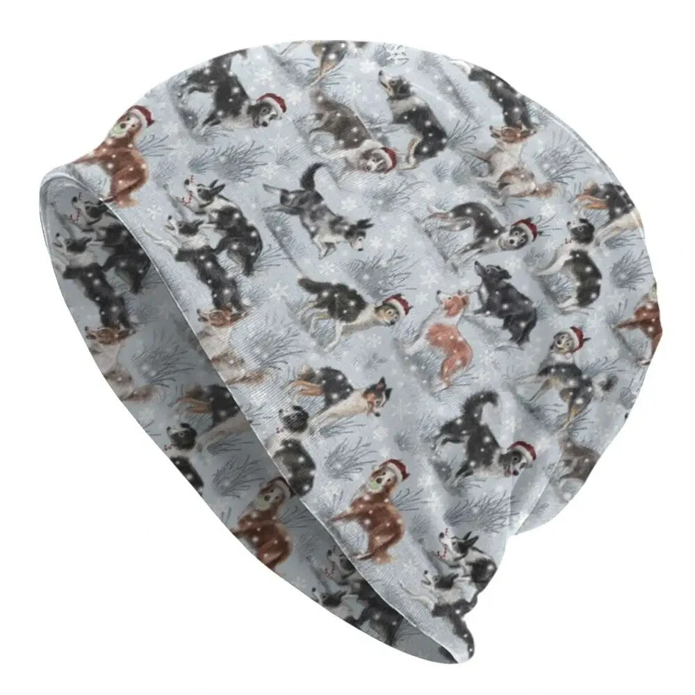Border Collie Reversible Christmas Beanie Skully Hat