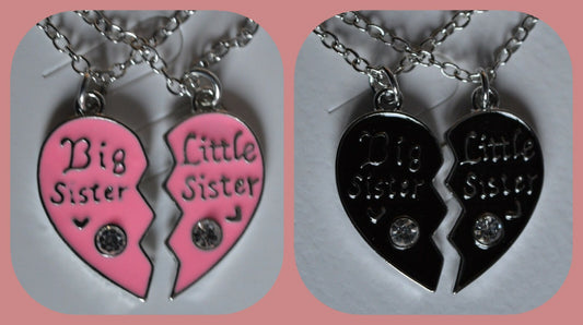 Big Sister Little Sister Half Heart Shape Pendant Necklace