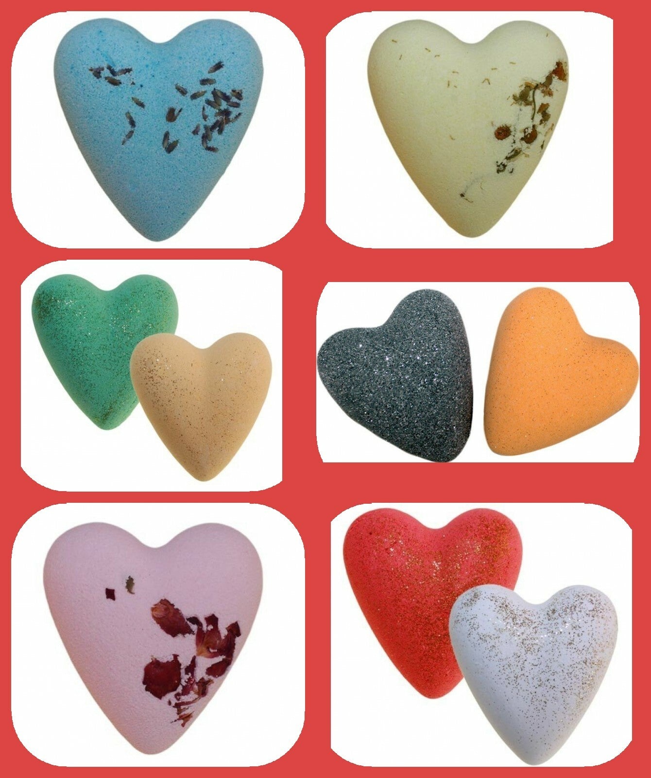 Heart Shaped Festive Scented Bath Bombs Set in luxury gift bag