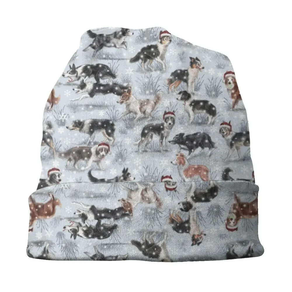 Border Collie Reversible Christmas Beanie Skully Hat