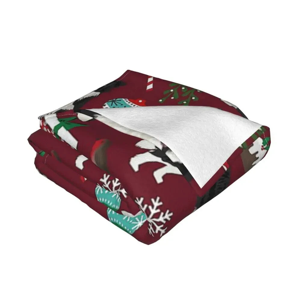 Border Collie Red Christmas Sofa/Chair Throw or Bed Topper