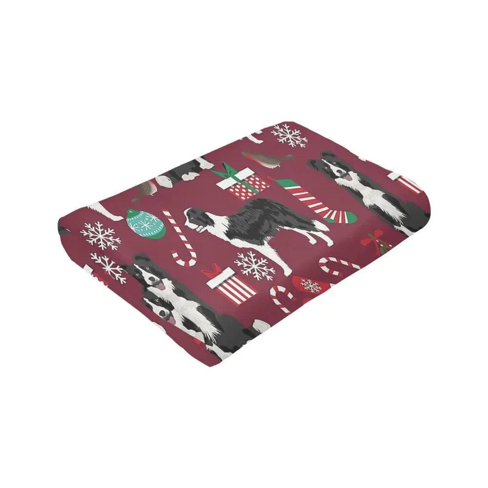 Border Collie Red Christmas Sofa/Chair Throw or Bed Topper