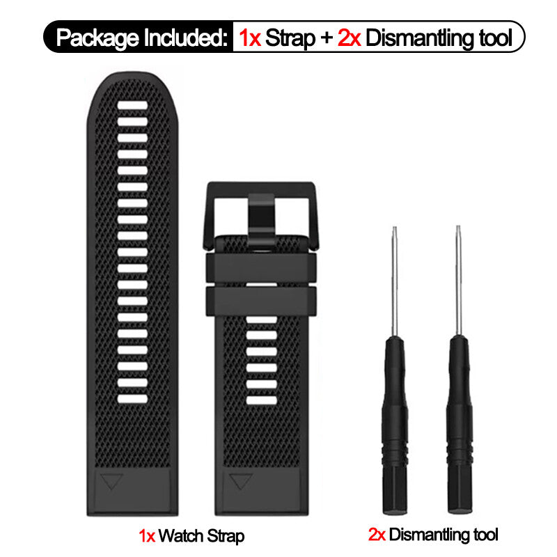 Quickfit 22mm Silicone Watch Strap For Garmin Fenix 5 Plus 6 7 Pro 8 47mm