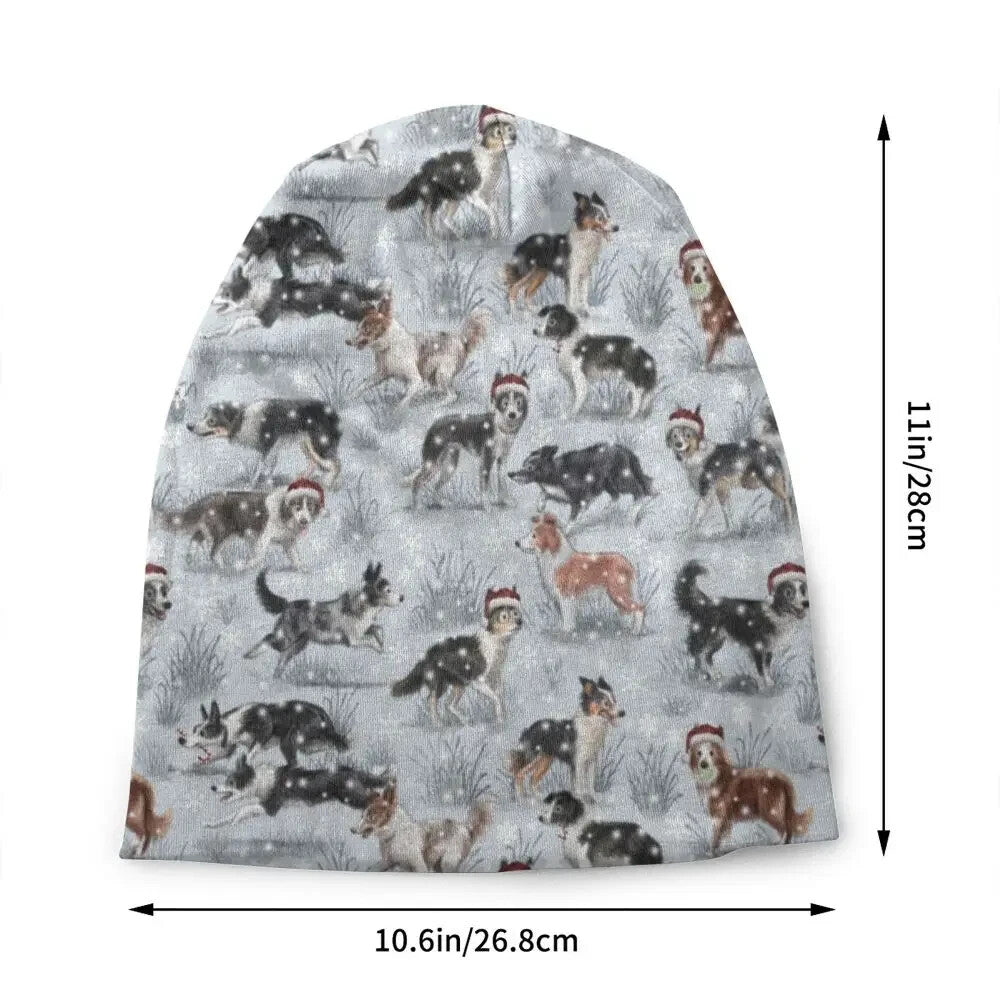 Border Collie Reversible Christmas Beanie Skully Hat