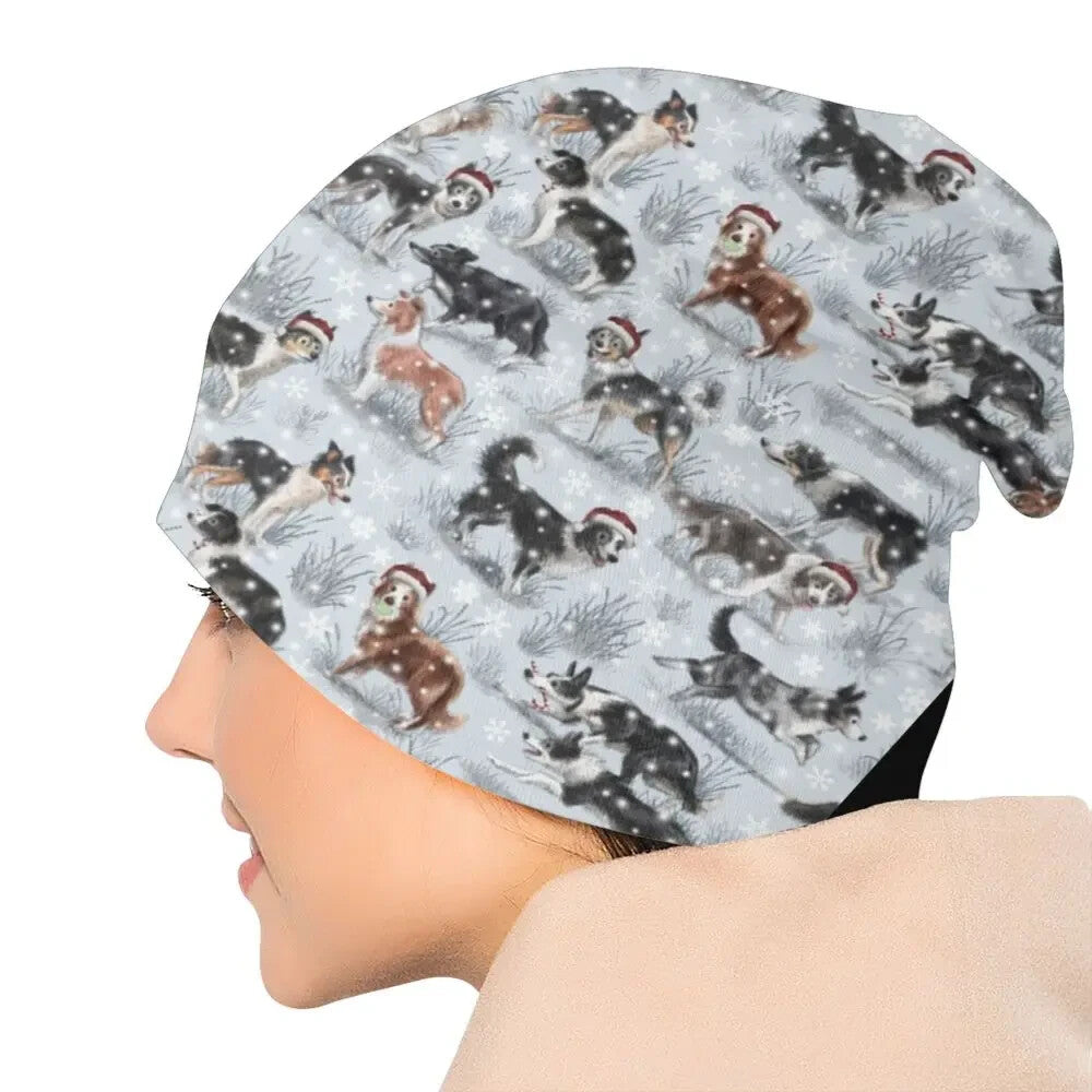 Border Collie Reversible Christmas Beanie Skully Hat